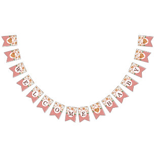 Bandeirinha Banner de Chá de fraldas de Pizza Bebê Bem-Vindo -