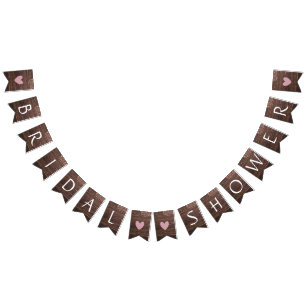 Bandeirinha Banner de Decoração de Chá de Panela Marrom Rústic