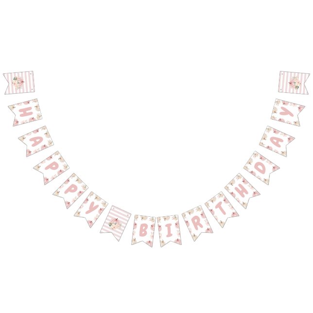 Bandeirinha Banner de Festa de aniversário Rosa Pumpkin (Todos)