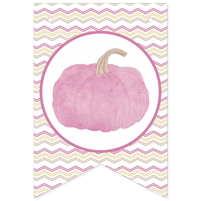 Bandeirinha Banner de Festa de aniversário Rosa Pumpkin (Primeira Bandeira)