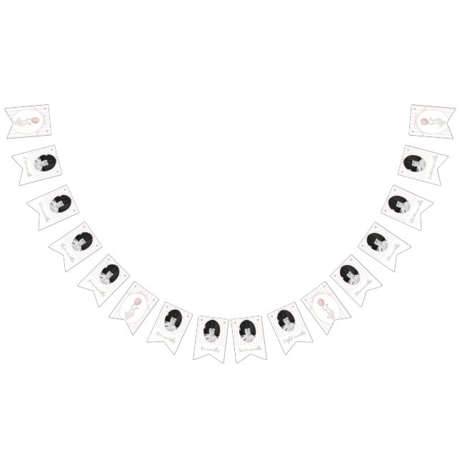 Bandeirinha Banner de Fotografia do Bobo Rosa Ganha 12 Meses (Todos)