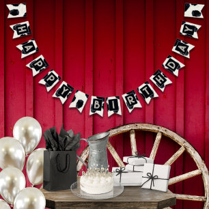 Bandeirinha Banner de reabastecimento preto de aniversário da
