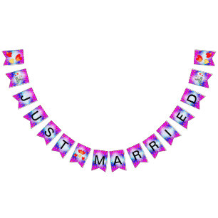 Bandeirinha Banner de Recem casados de Cartoon de Padrões do C