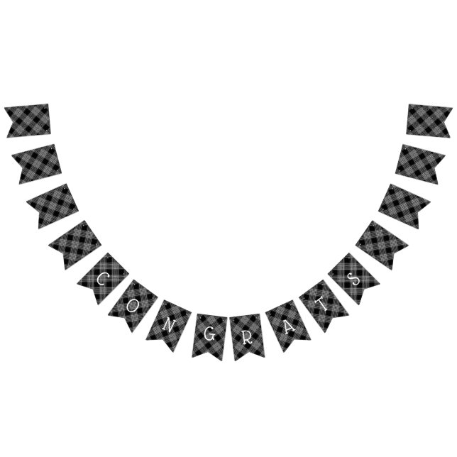 Bandeirinha Banner de reposição de Parabéns de Xadrez preta (Todos)