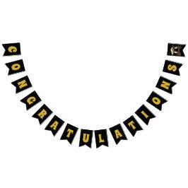 Bandeirinha Banner de reposição de "Parabéns" preto e Dourado