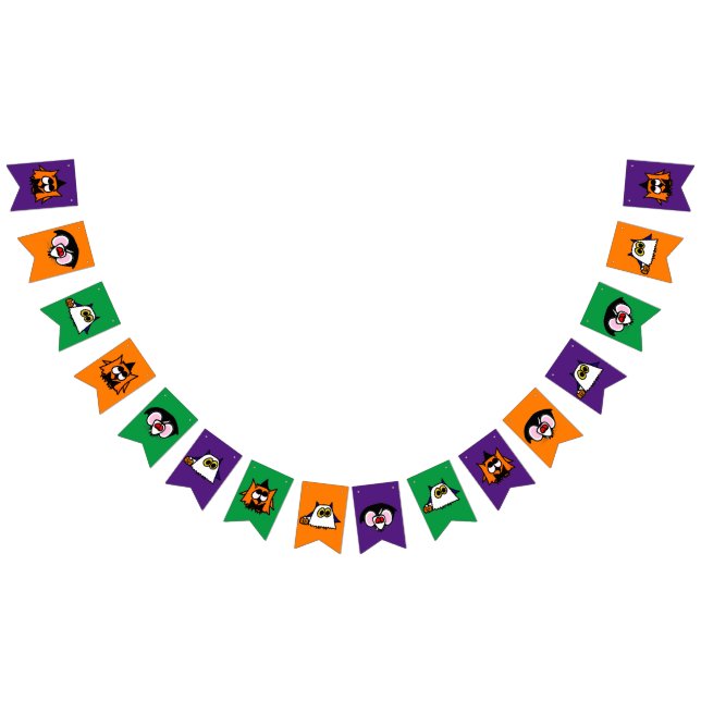 Bandeirinha Banner do Halloween Party com Witch, Ghost e Vamp (Todos)