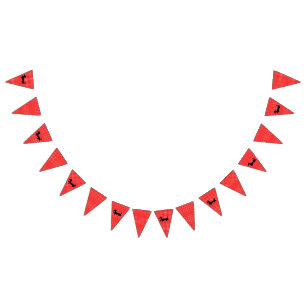 Bandeirinha Banner do Partido de Bunting Red & White Dachshund
