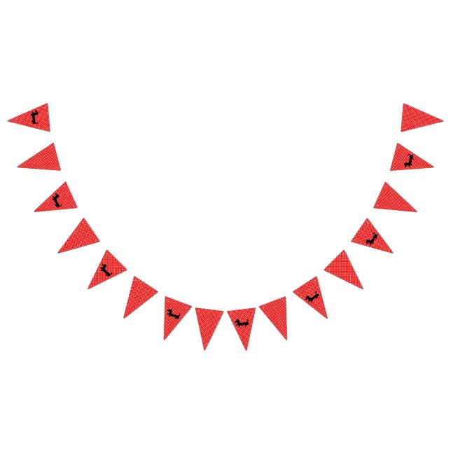 Bandeirinha Banner do Partido de Bunting Red & White Dachshund (Todos)