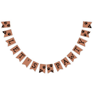 Bandeirinha Banner do vamos Pawty Bunting - Castanho com patas
