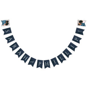 Bandeirinha Banner embutido de Festa de noivado - Azul