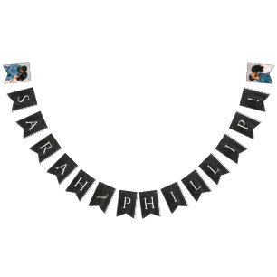 Bandeirinha Banner embutido de Festa de noivado - Preto