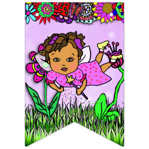 Bandeirinha Banner Feliz Aniversário da Fada Roxa