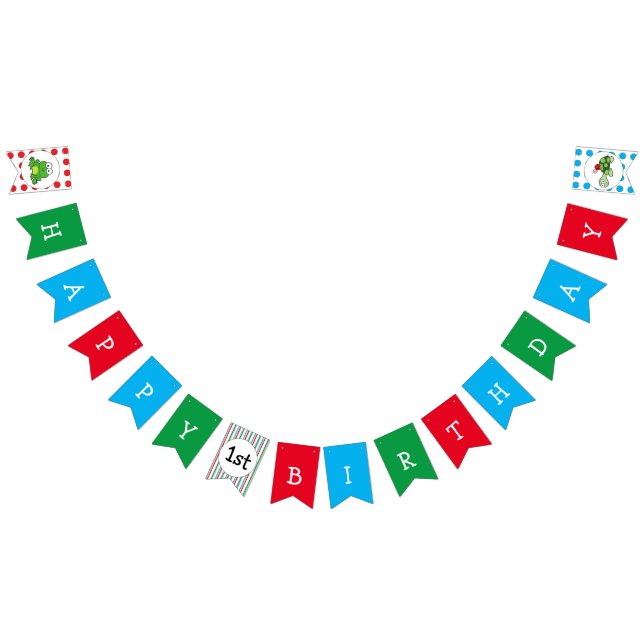 Bandeirinha Banner Feliz de Aniversário da Tartaruga Bonita (Todos)