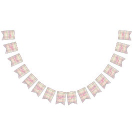 Bandeirinha Banner Feliz de Aniversário na Xadrez Rosa