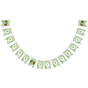Bandeirinha Banner Floral Green Happy Birthday Bunting