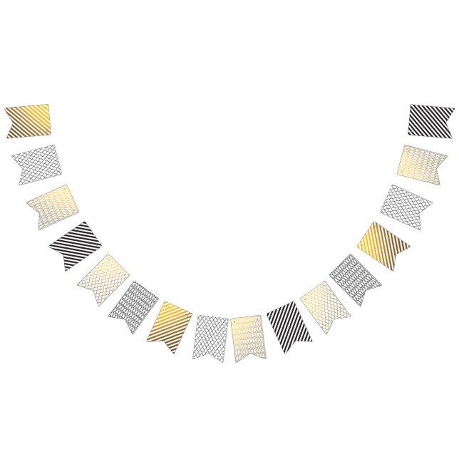 Bandeirinha Banner geométrico preto e Dourado (Todos)