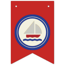 Banner náutico vermelho, branco e azul