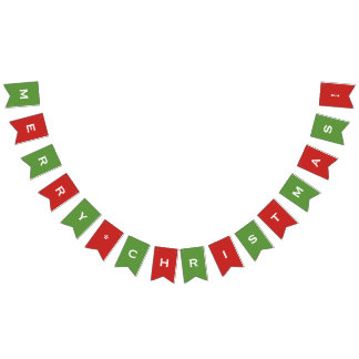 Bandeirinha Banner Personalizável de Feliz Natal Vermelho e Ve