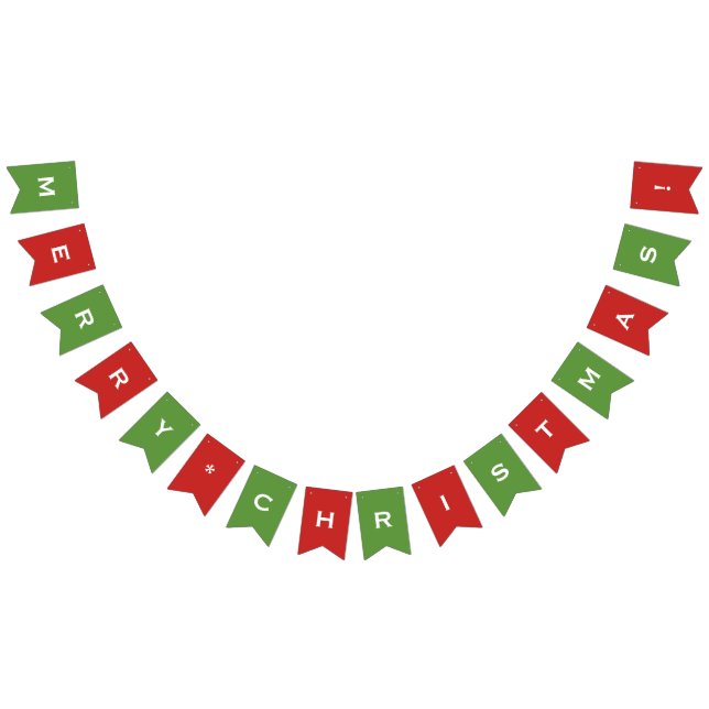 Bandeirinha Banner Personalizável de Feliz Natal Vermelho e Ve (Todos)