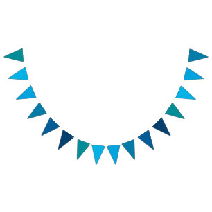 Bandeirinha Banner Triangular Tema Gradiente Azul Oceano