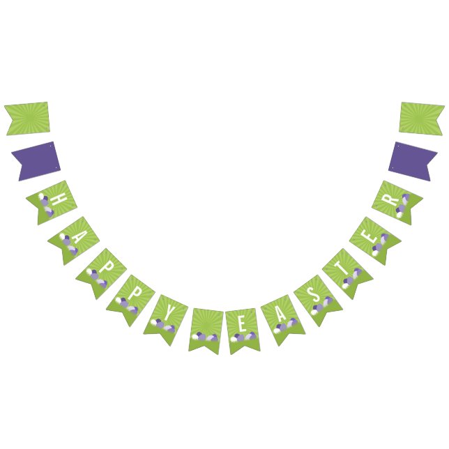 Bandeirinha Banner Ultra Violet & Green Felz pascoa Bunting (Todos)