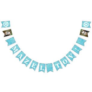 Bandeirinha Bat Mitzvah Opala Azul Mazel Tov Foto Opcional