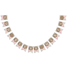 Bandeirinha Batismo Deus abençoe Russo Floral Rosa de Cottagec