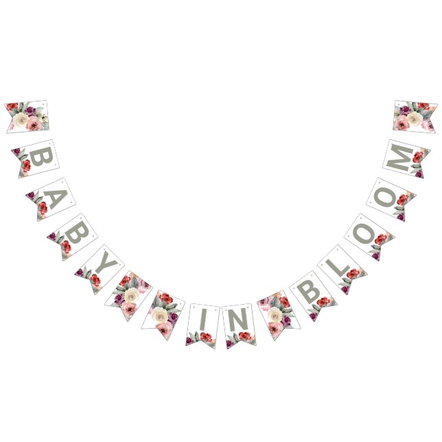 Bandeirinha Bebê Floral Por Aquarela Em Chá de fraldas De Sang (Todos)