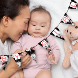 Bandeirinha Bebê Patten Floral Rosa Personalizada