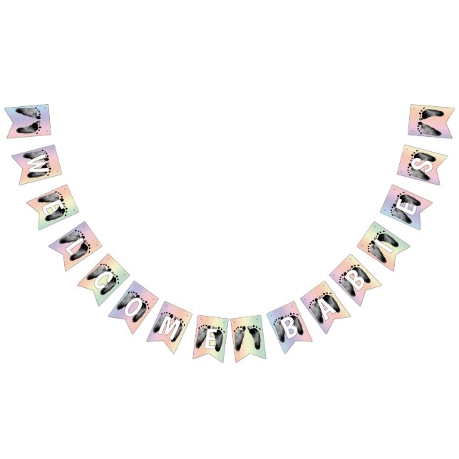 Bandeirinha Bebê Pegadas Arco-Íris Design para Múltiplos Nasce (Todos)