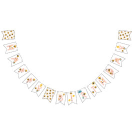 Bandeirinha Bee Yellow & Pink Floral ONE Baby's primeiro anive