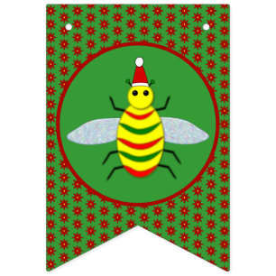Bandeirinha Belas de Natal e Flores de Poinsettia