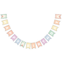 Bandeirinha Belo coelho e flores, Rainbow Feliz Aniversário