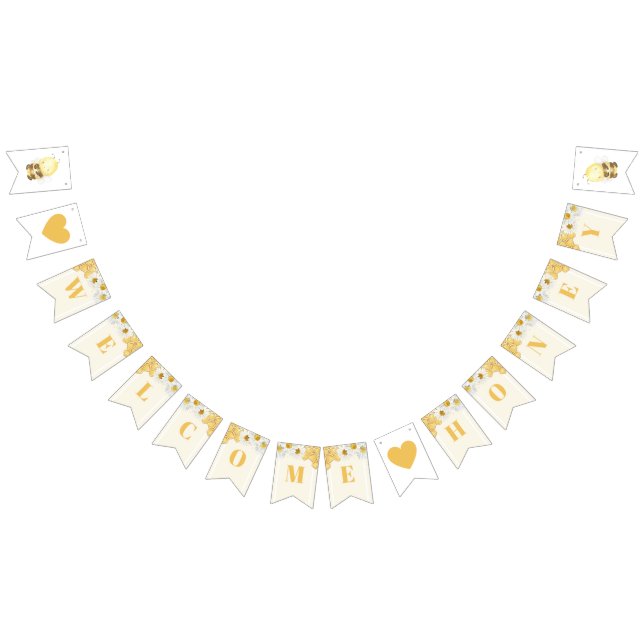 Bandeirinha Bem-vinda querida Bumblebee Babee Chá de fraldas S (Todos)