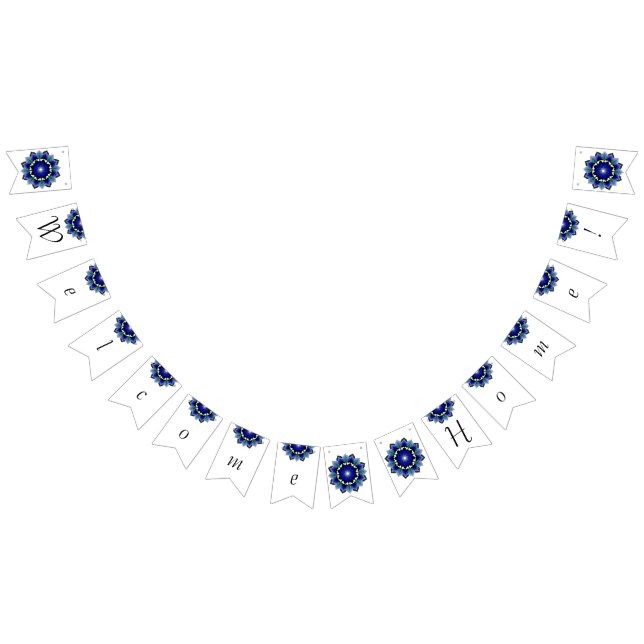 Bandeirinha Bem-vindo a casa! Mandala em azul escuro (Todos)