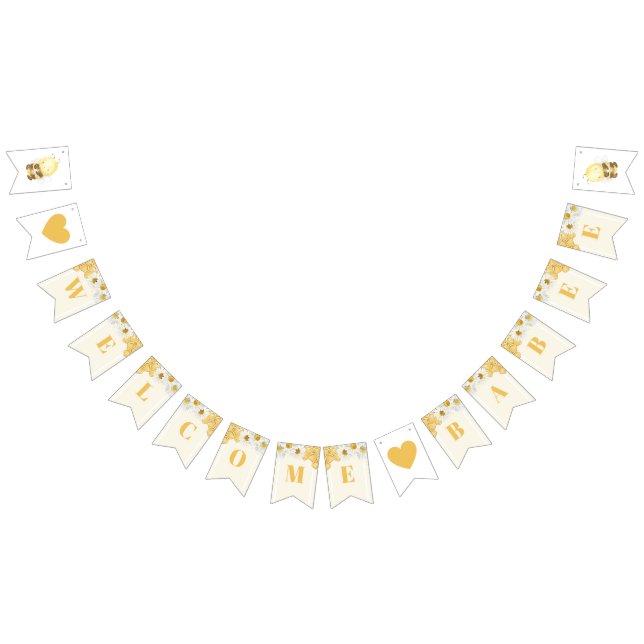 Bandeirinha Bem-vindo Babee Bumblebee Honey Chá de fraldas Spr (Todos)