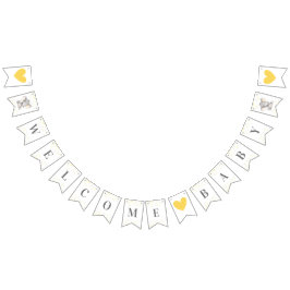Bandeirinha Bem-vindo Cinza Amarelo Chá Elefante Sprinkle