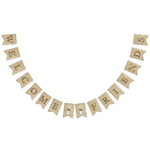 Bandeirinha Bem-vindos a Country Burlap e Mason Jars