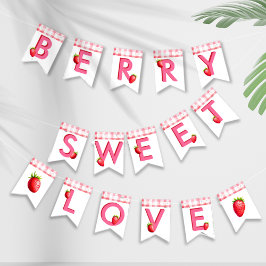 Bandeirinha Berry Sweet Strawberry Gingham Pink Red Bach