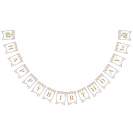 Bandeirinha Bicicleta Selva Boca-rosa Aniversário Floral Rosa