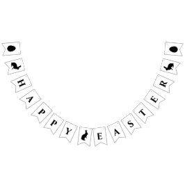 Bandeirinha Black And White Bunnies Happy Easter Text