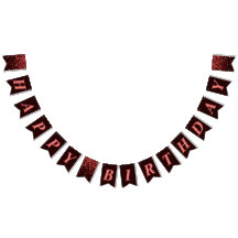 Black Red Confetti Happy Birthday Bunting Flags