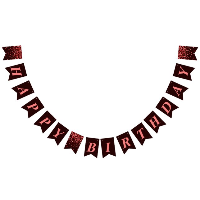 Bandeirinha Black Red Confetti Happy Birthday Bunting Flags (Todos)