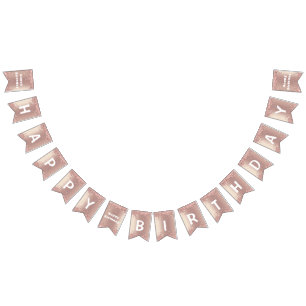 Bandeirinha Blocos de Bunting Birthday Rosa Blush Glitter Driv