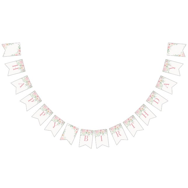 Bandeirinha Blooms Florais Rosa Hidrangea Aniversário (Todos)