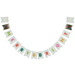 Bandeirinha Blue Checkerboard Merry & Bright Bunting Banner