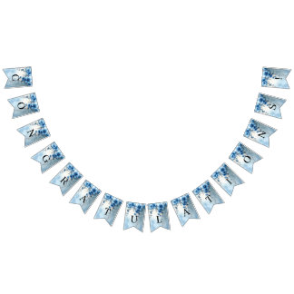 Bandeirinha Blue Flowers and Pearls Bunting Flag