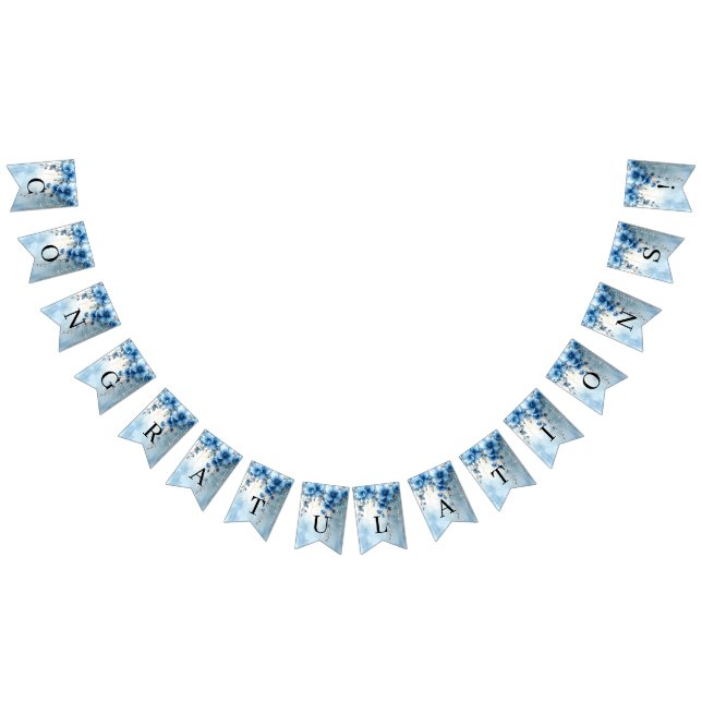 Bandeirinha Blue Flowers and Pearls Bunting Flag (Todos)