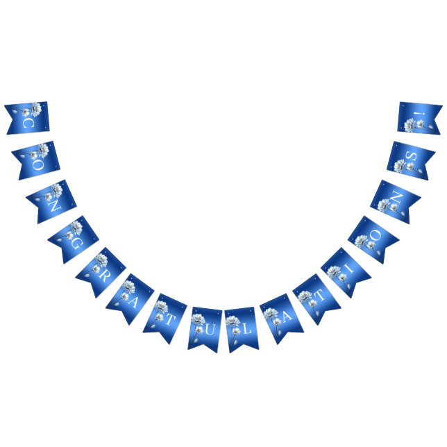 Bandeirinha Blue Watercolor Flowers Bunting Flag (Todos)