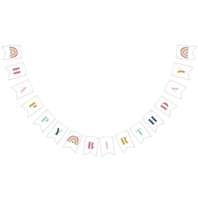 Bandeirinha Bô-Arco-Íris Rosa Bonito Aniversário (Todos)